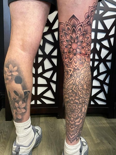 Nature-Inspired Back Of Knee Tattoo
