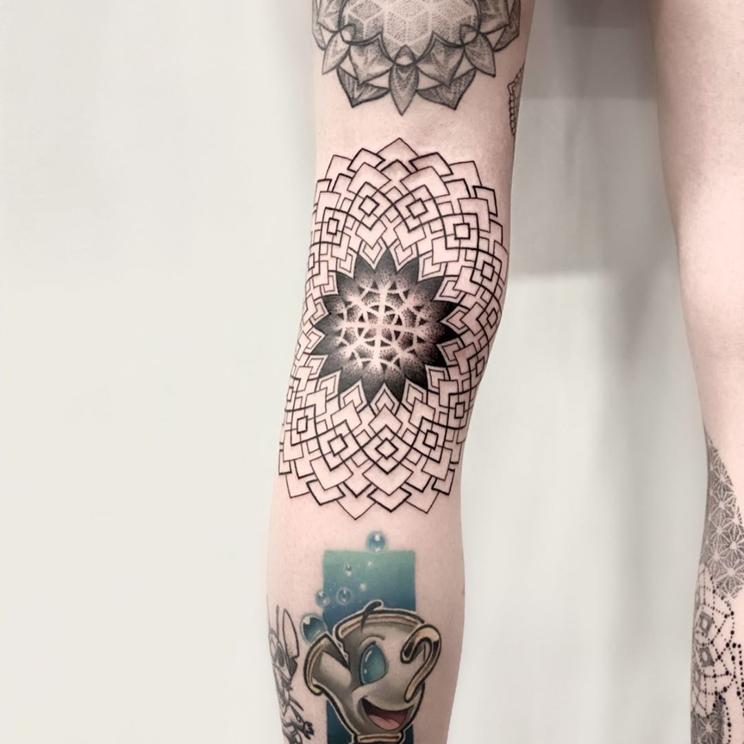 Cultural Symbolic Back Of Knee Tattoo