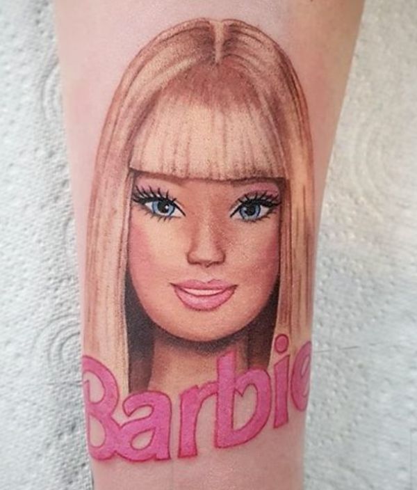 Beautiful Barbie Tattoo Design on Forearm
