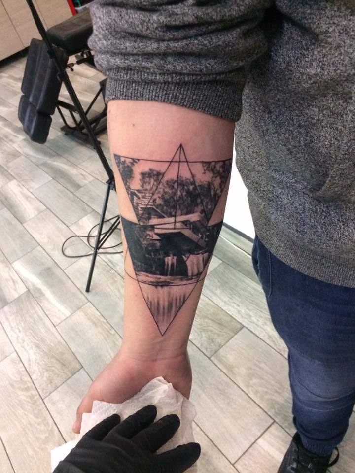 Unique architecture tattoo design