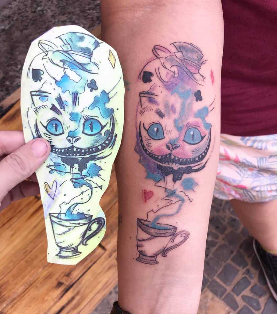 Alice and the Cheshire Cat Tattoo