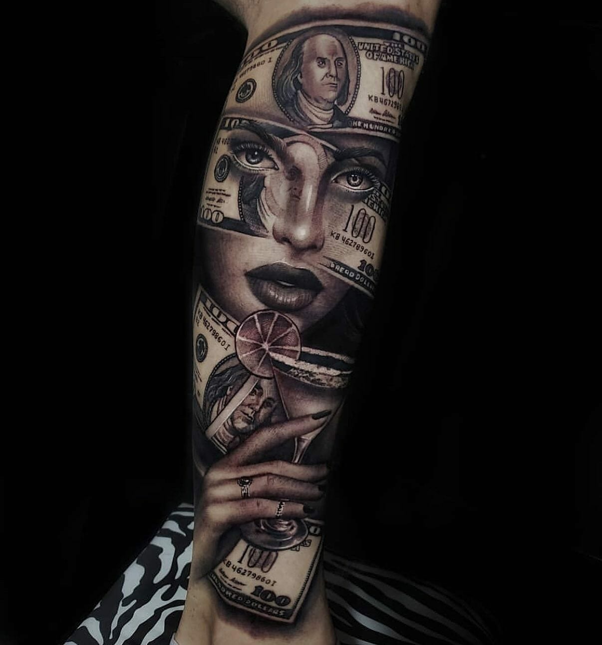 Covered in 100 Dollar Bill Tattoo