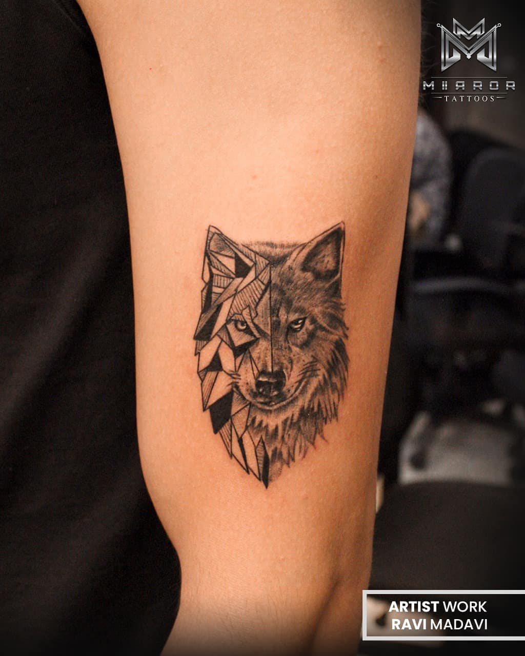 Geometric Wolf Tattoo
