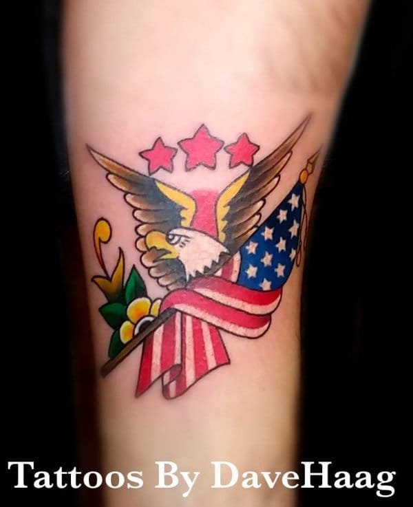 Eagle Tattoo with American Flag