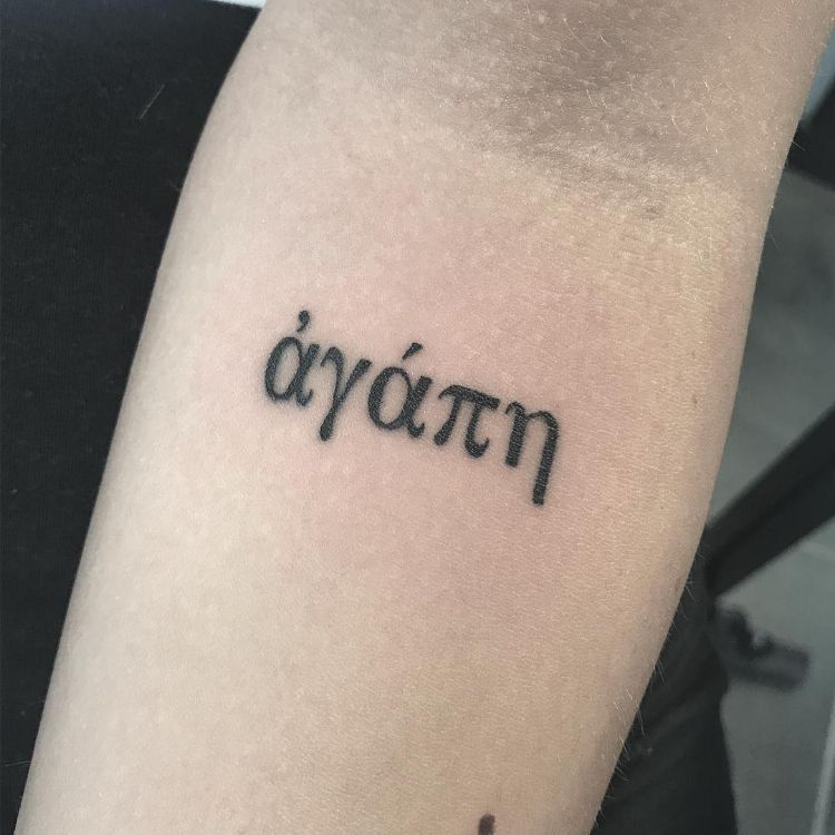 Greek Agape Tattoo by @giada.tattooing