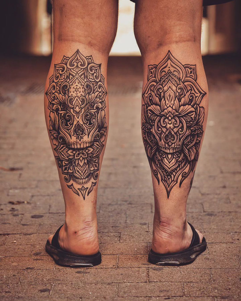 Minimalistic Art Back Leg Tattoo