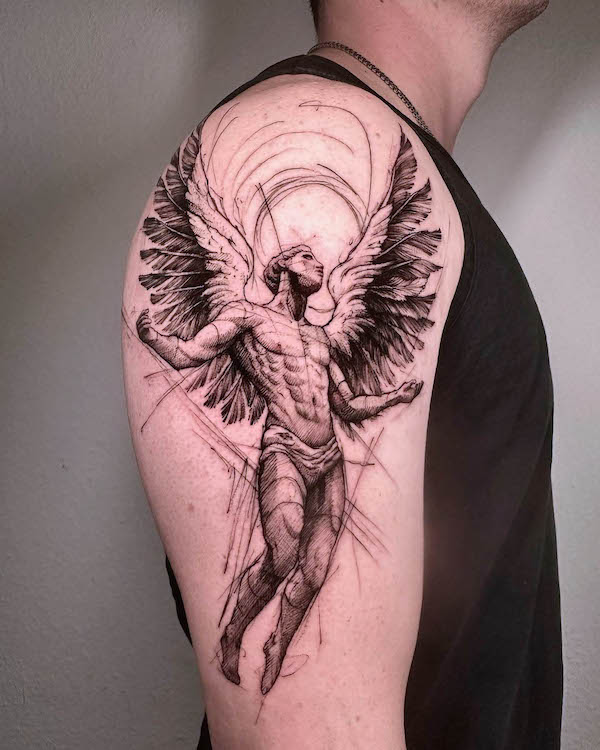 Majestic angel tattoo for men