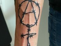 Masculine-Black-Bar-Wire-Anarchy-Symbol-Tattoo