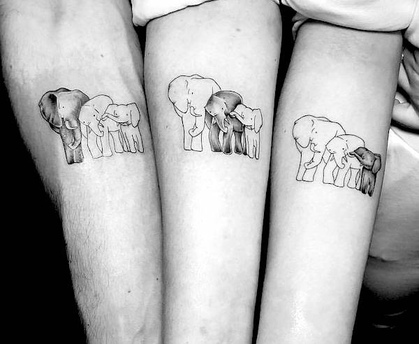 Matching Elephant Sibling Tattoos