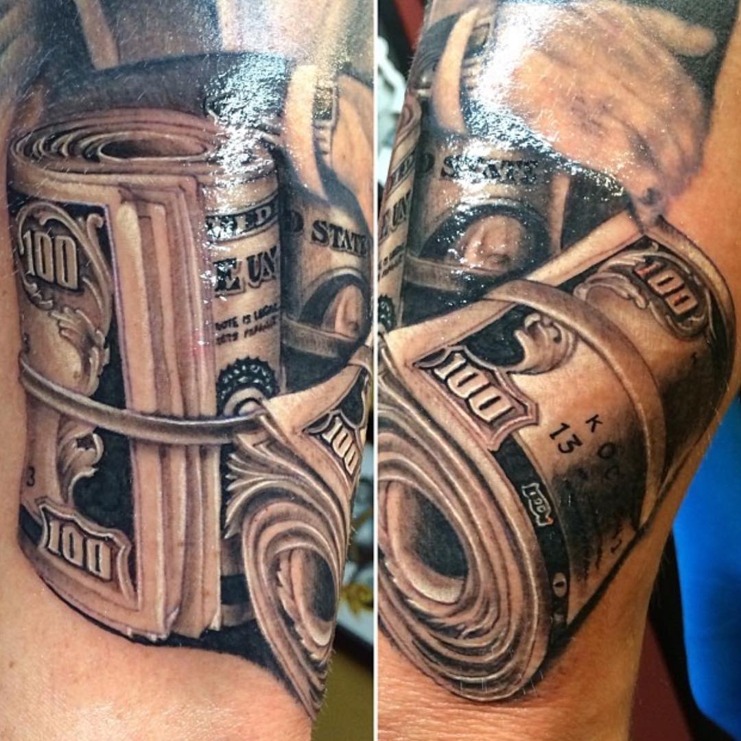 A creative take on the concept of money in tattoo art