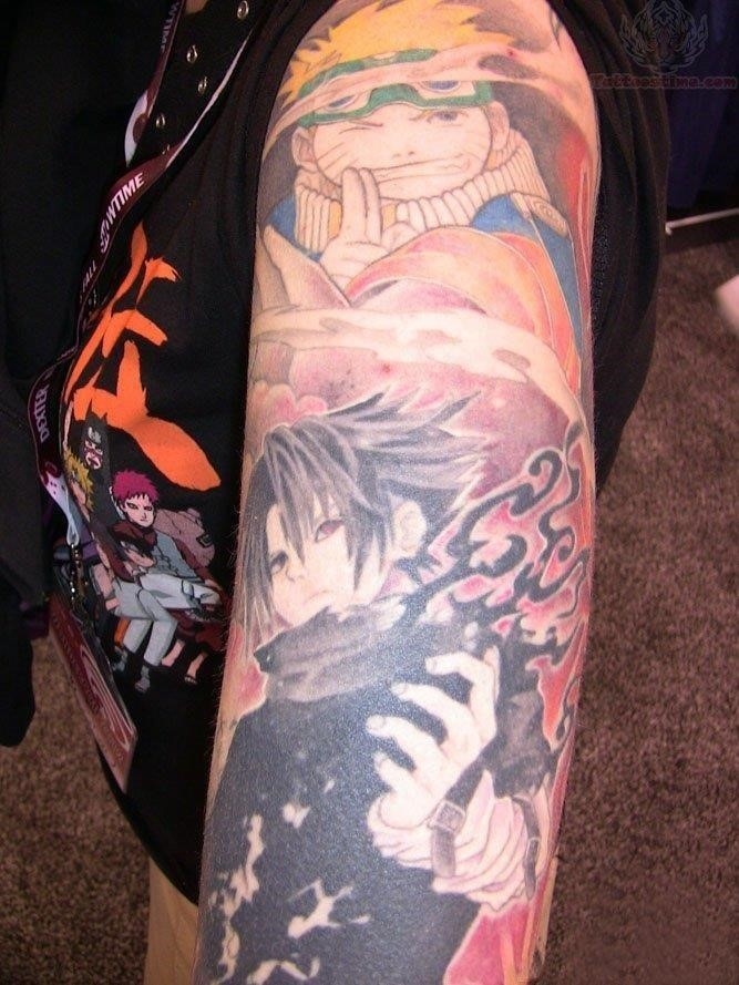 Colorful Naruto Tattoo Sleeve