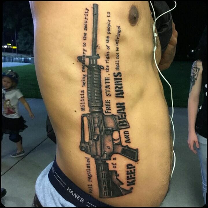 Realistic AR 15 tattoo