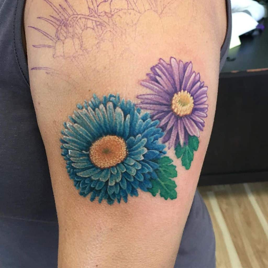 Beautiful Aster Flower Tattoo Idea