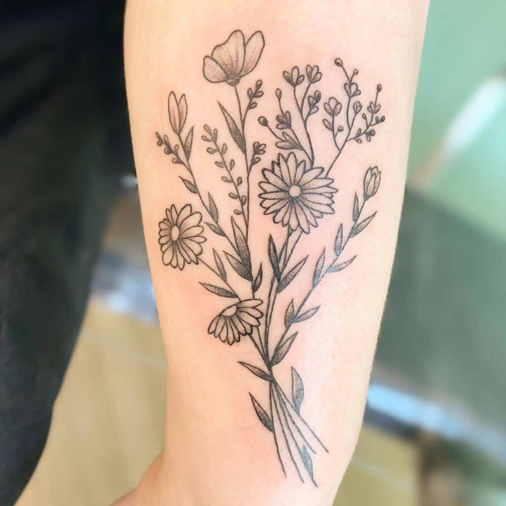 Simple Aster Flower Tattoo
