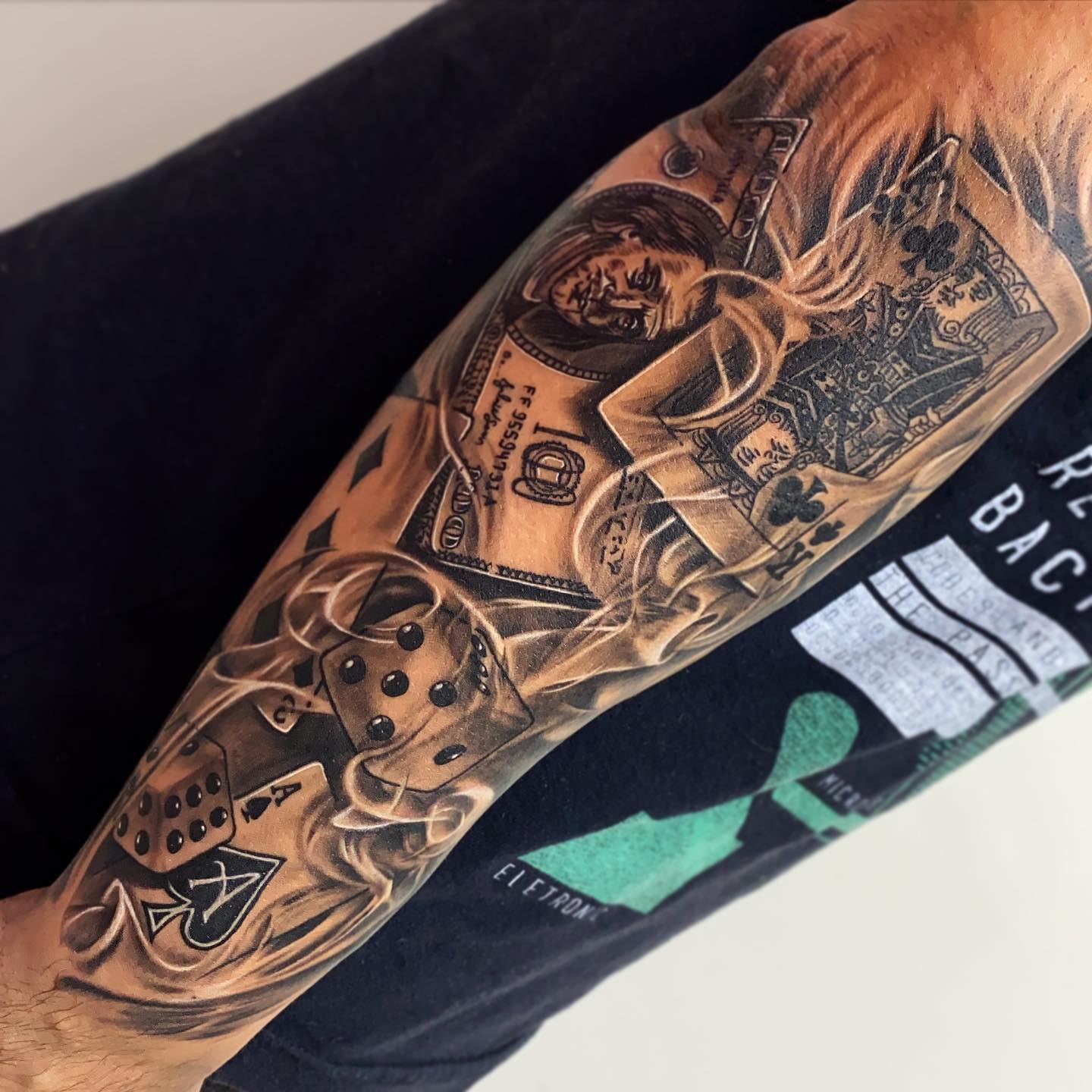 Sleeve 100 Dollar Bill Tattoo
