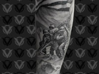 Soldiers-And-The-American-Flag-Army-Sleeve-Tattoo-2