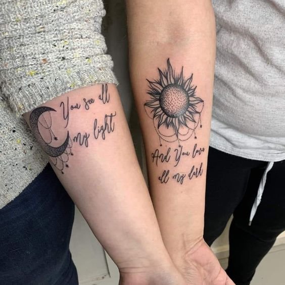 Sun and Moon Design Tattoo
