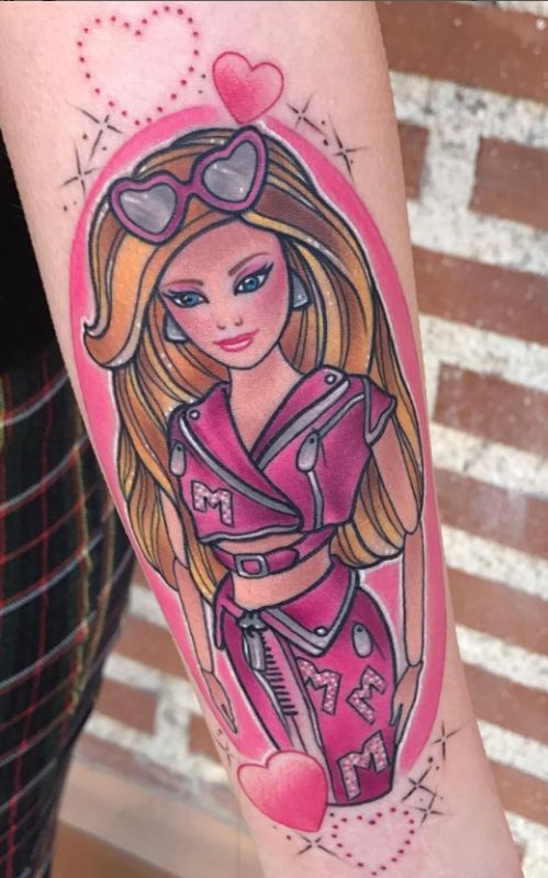 Super Barbie Tattoo Design on Forearm
