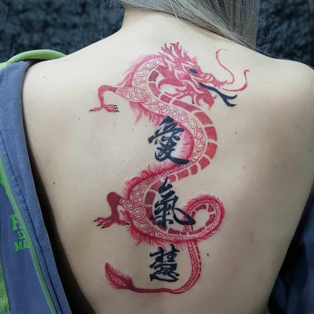 Traditional Red Chinese Dragon Tattoo