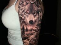 Wolf-Half-Sleeve-Tattoo-For-Women