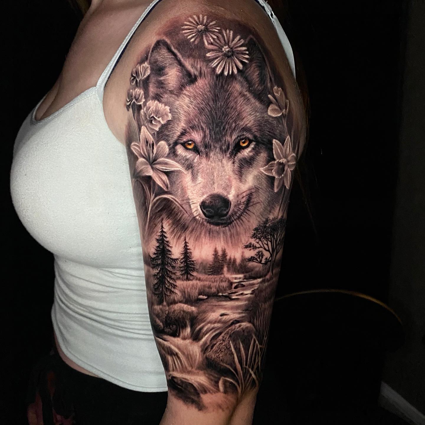Wolf Half Sleeve Tattoo for Women