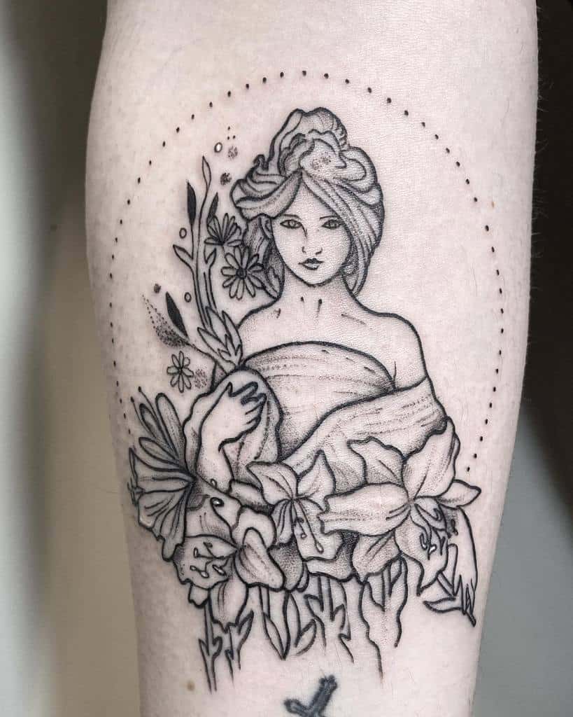 Elegant Woman Art Nouveau Tattoo