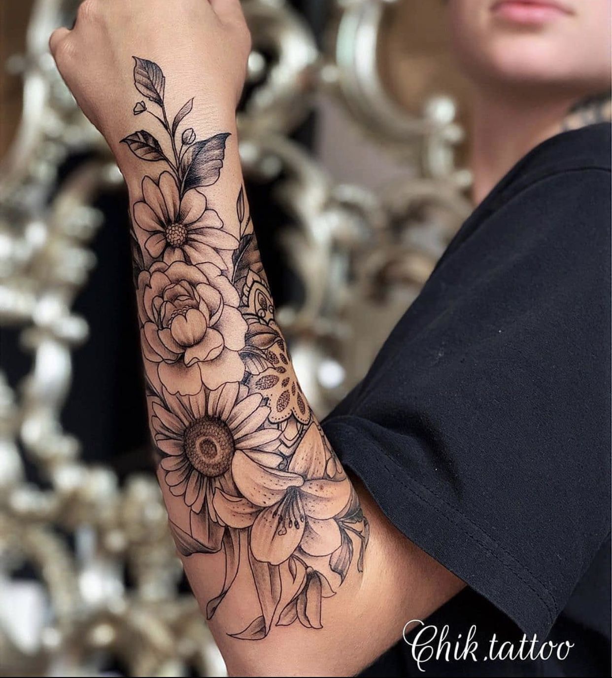 Flower sleeve tattoo