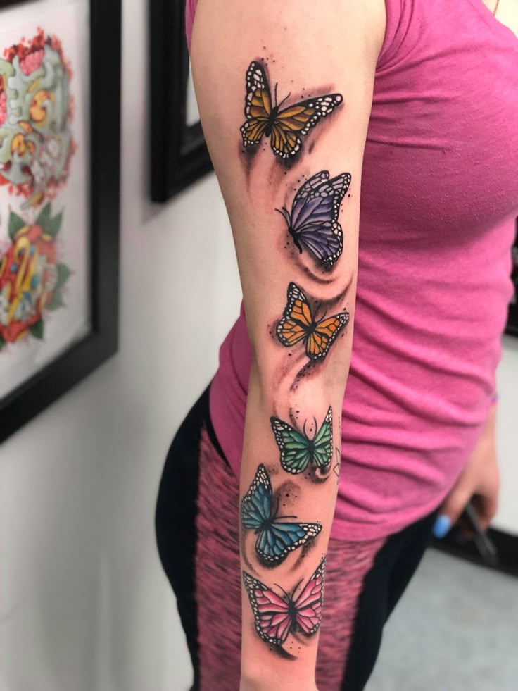 Colorful Butterfly Arm Tattoo