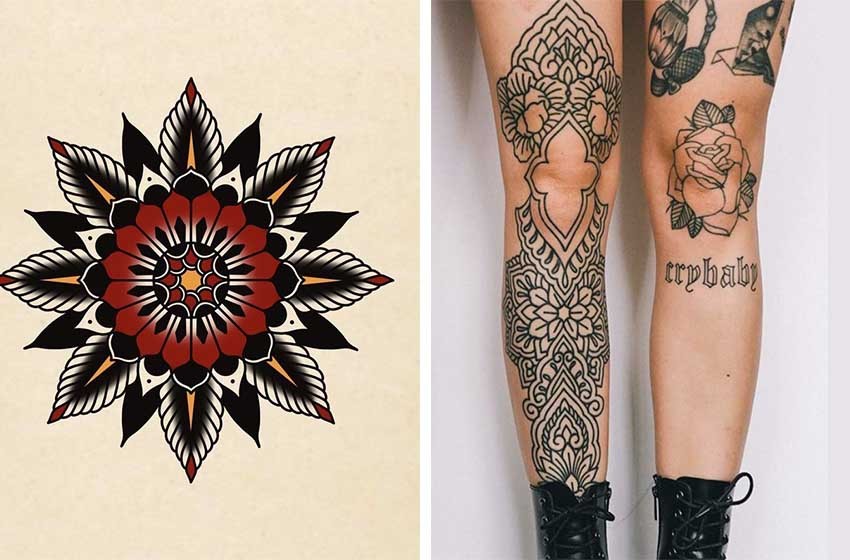 Mythical Creature Above Knee Tattoo