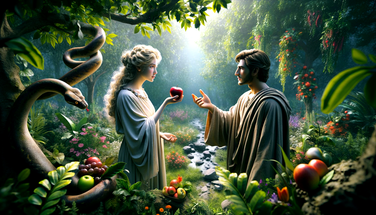 Adam and Eve in Garden of Eden