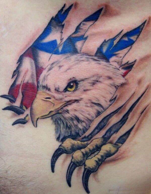 Bald Eagle with American Flag Tattoo