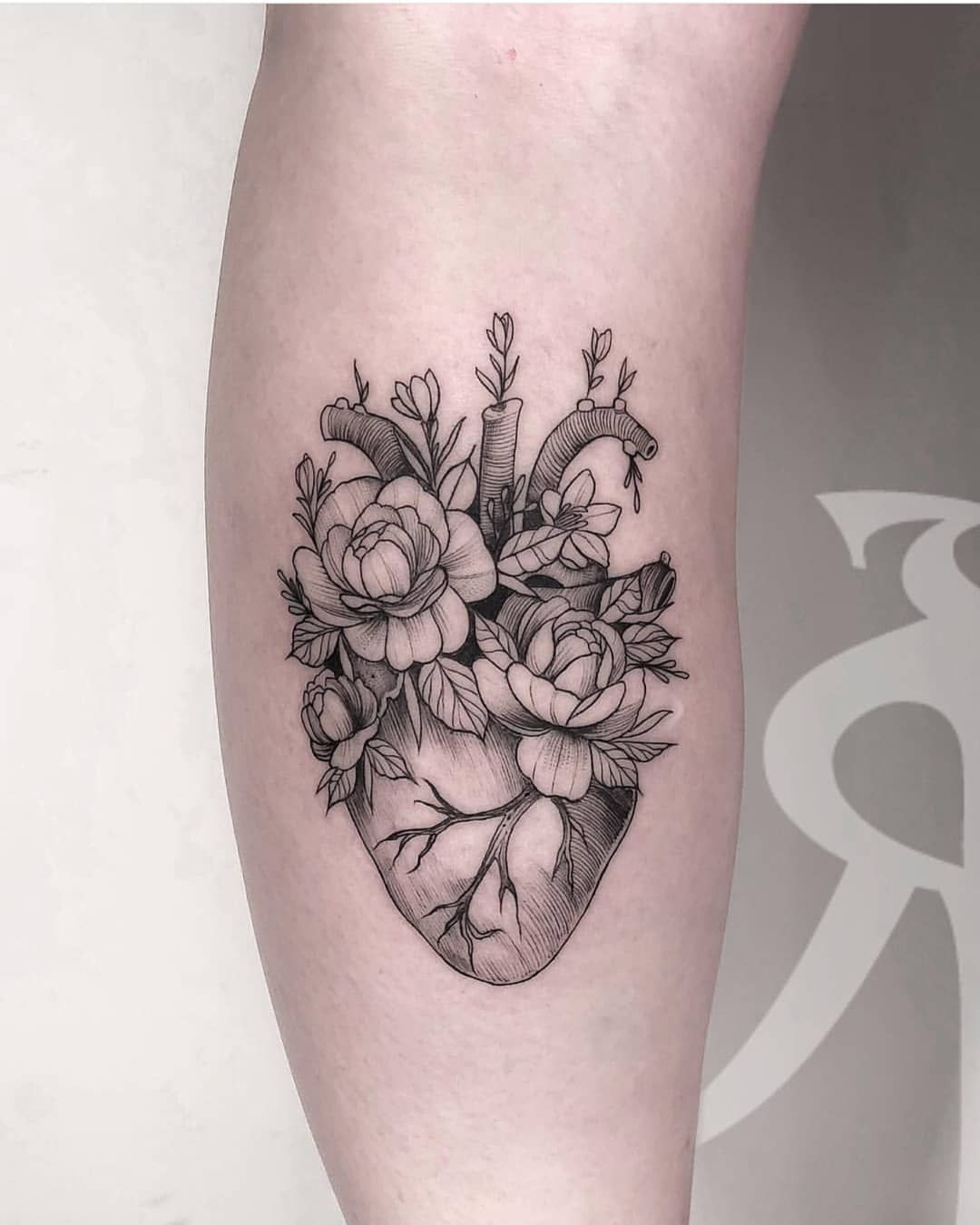 Anatomical heart tattoo design 1
