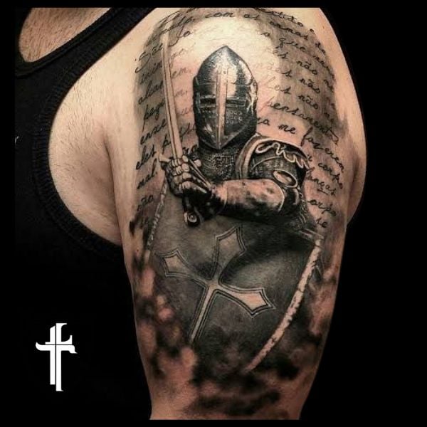 Left Arm Armor of God Tattoo