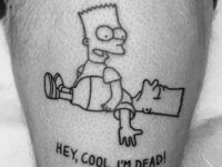 awesome-thigh-black-ink-bart-simpson-tattoos-for-men