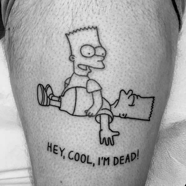 Thigh Bart Simpson Tattoo