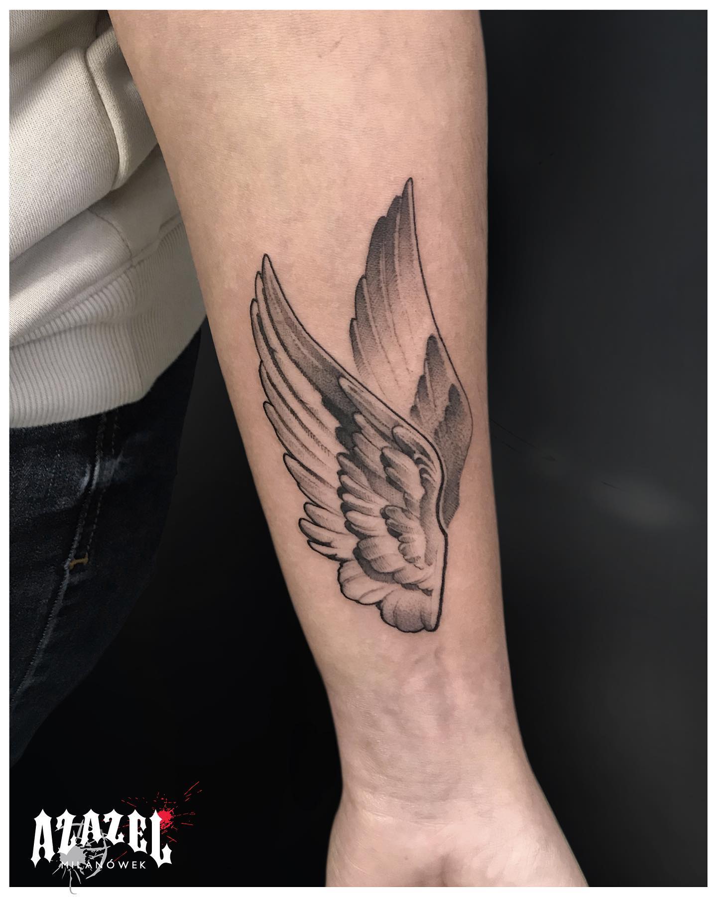 Feminine Angel Wing Tattoo Design