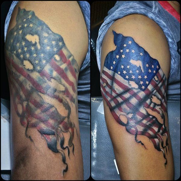American Flag Half Sleeve Tattoo