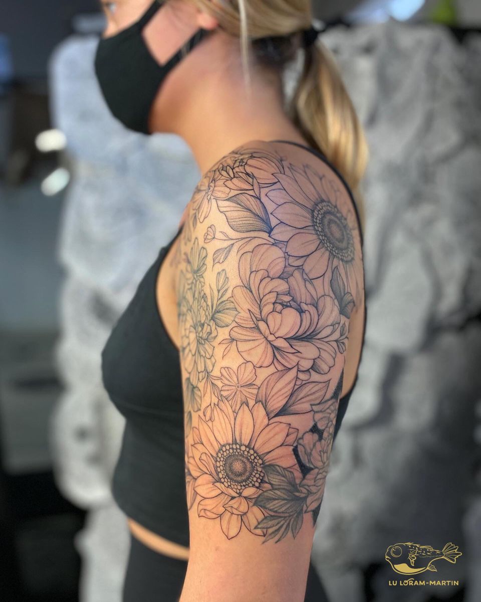 Floral 1/2 Sleeve Tattoo