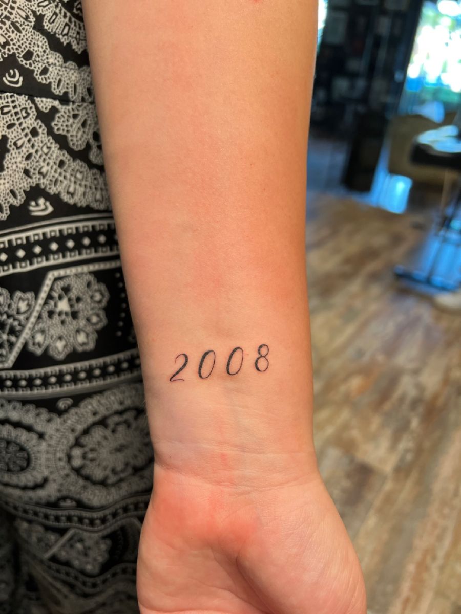 Year 2008 tattoo idea fine line