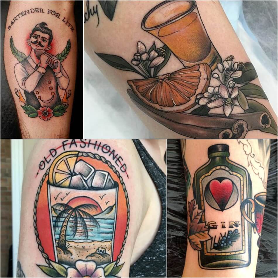 Intricate bartending tattoo design