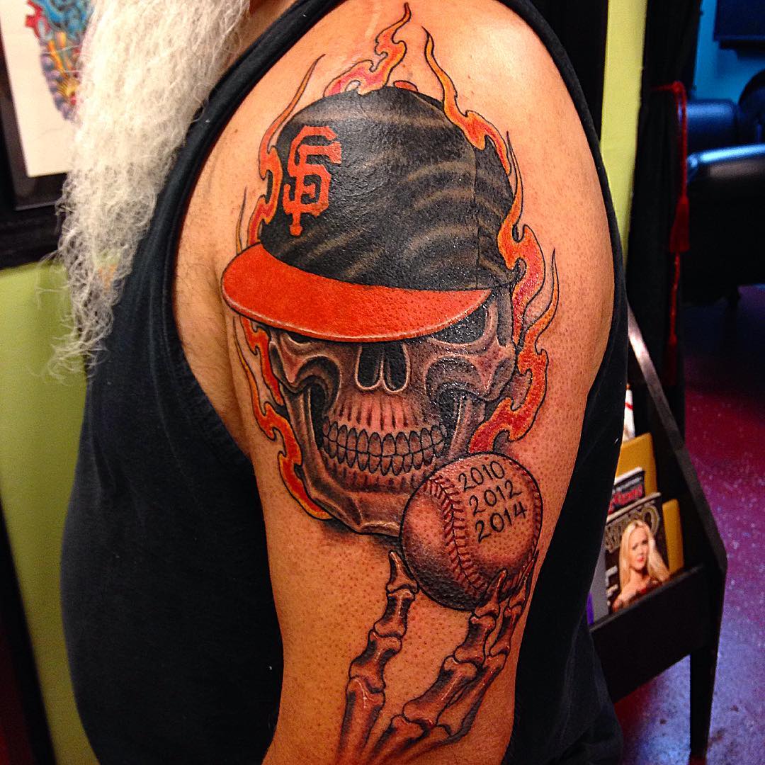 Baseball and Heart Tattoo