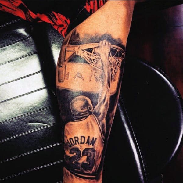 Basketball Dunk Leg Tattoo