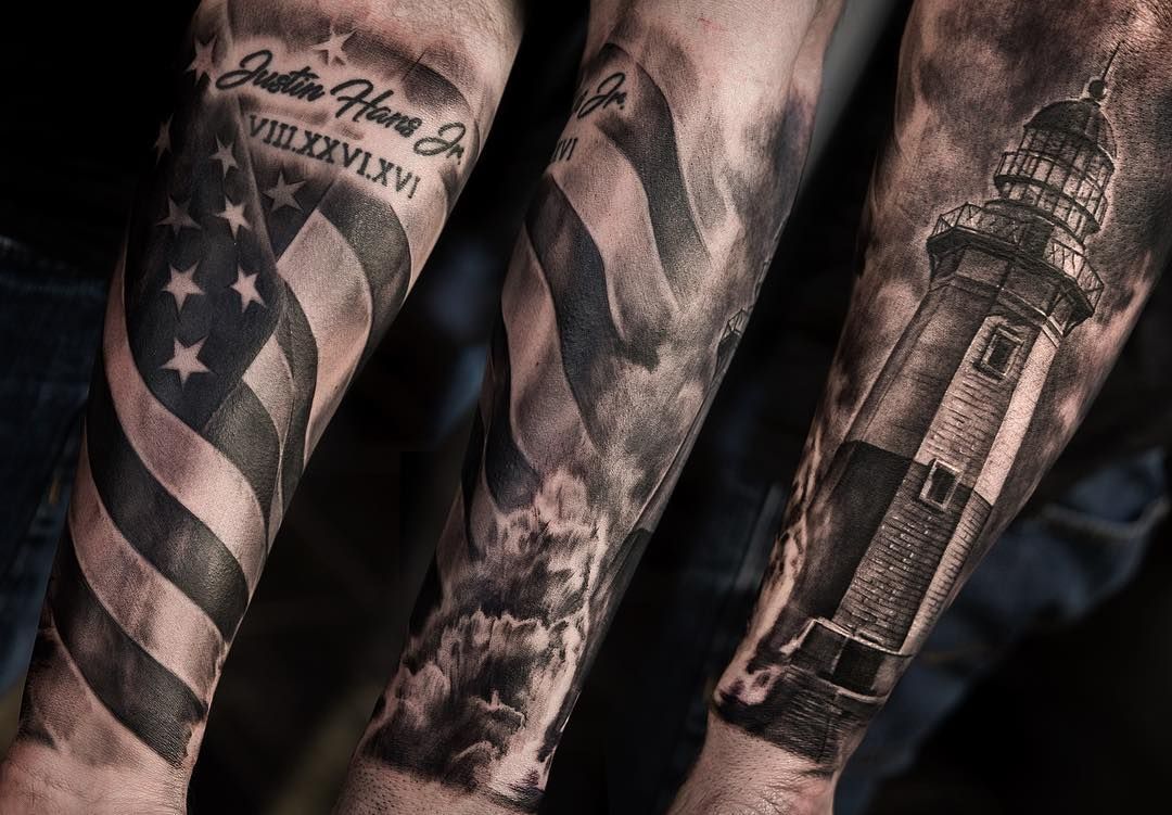 Minimalist American Flag Tattoo