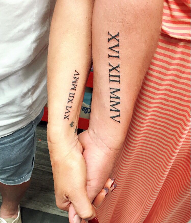 10th Anniversary Tattoo with Wedding Date in Roman Numerals
