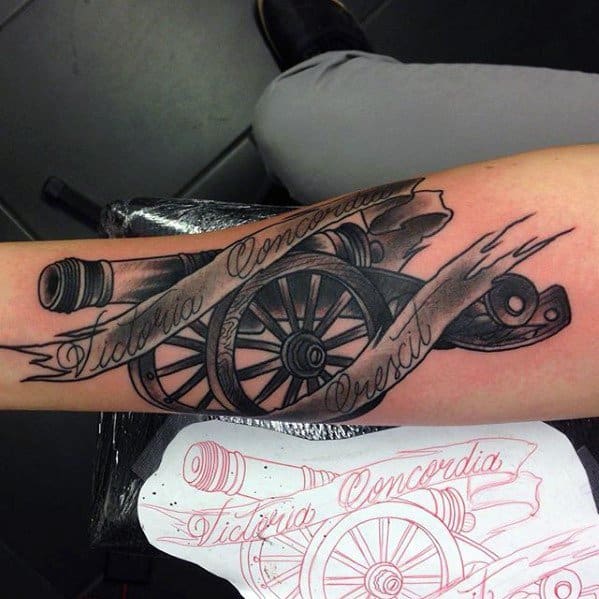 Field Artillery Crossed Cannons Tattoo