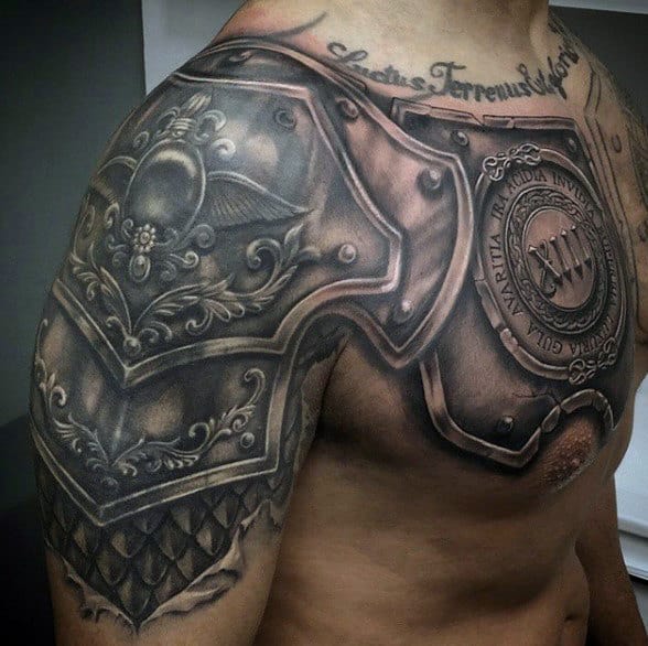 Chest armor tattoo design