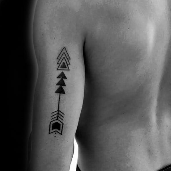 Geometric Arrow Back Of Arm Tattoo