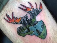 creative-mens-nature-moose-small-tattoo-on-thigh