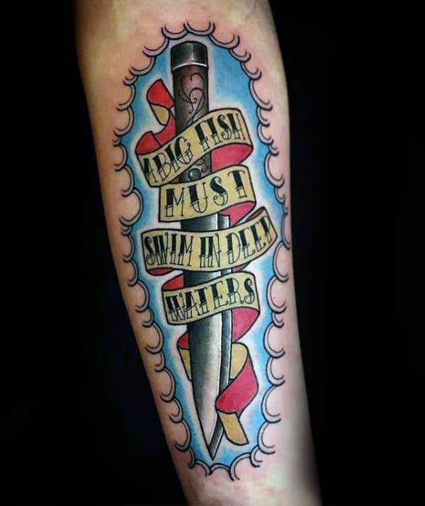 Dagger Banner Tattoo Design