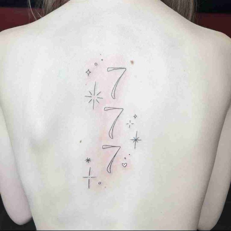 Fineline 777 angel number tattoo